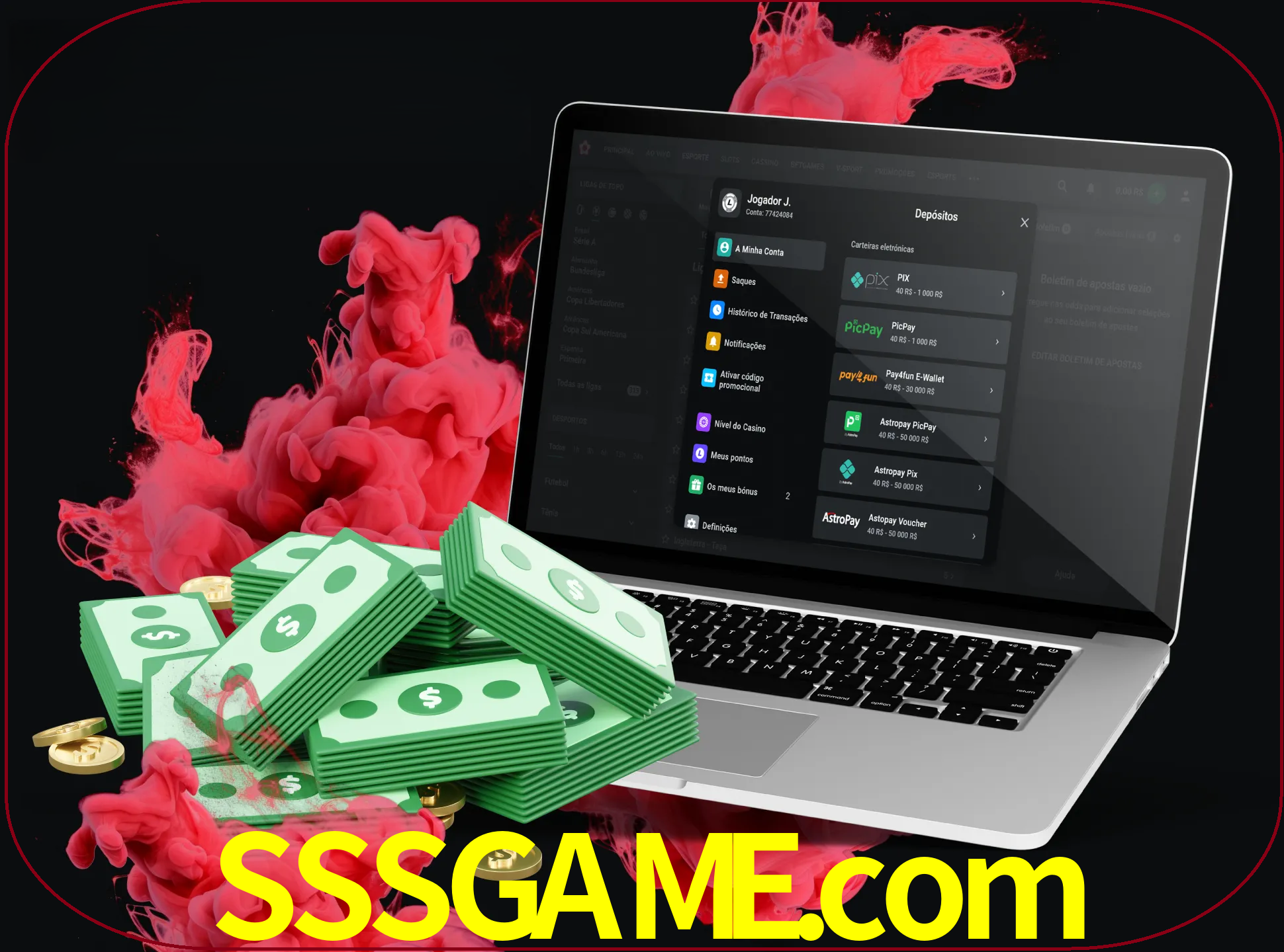 Para efetuar um depósito na sua conta sssgame, basta escolher o método de depósito e especificar o montante.
