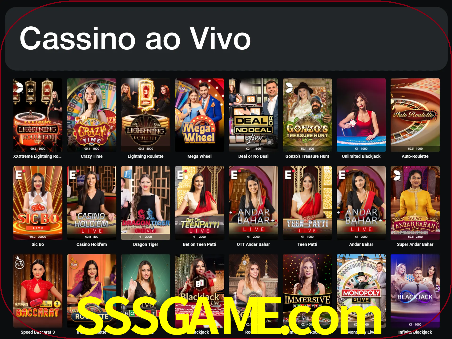 Jogue jogos de cassino com um verdadeiro dealer.