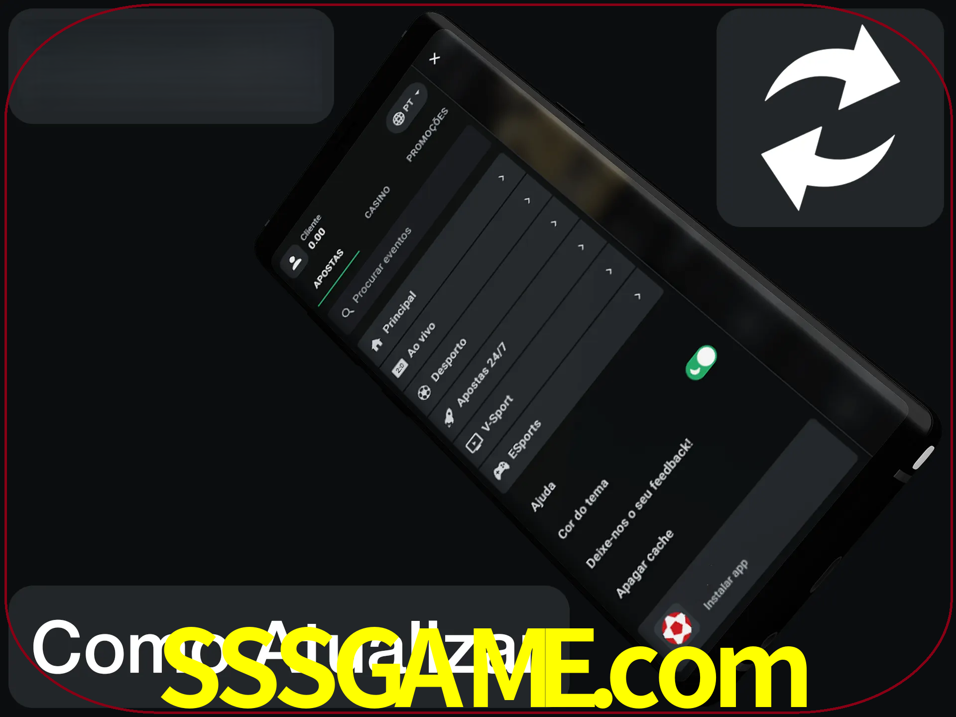 O aplicativo é atualizado automaticamente quando você faz o login.